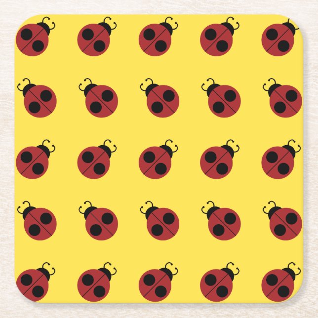 Dessous De Verre Carré Ladybug 60s rétro cool rouge jaune (Devant)