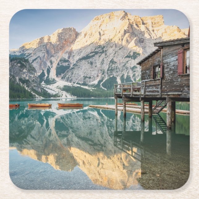 Dessous De Verre Carré Lago di Braies dans les Dolomites en Italie (Devant)