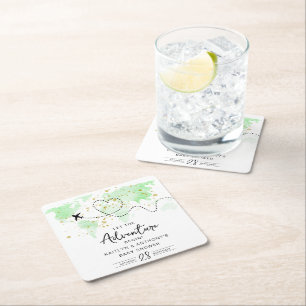Dessous De Verre Carré "Laissons Commencer L'Aventure !" Baby shower Cart