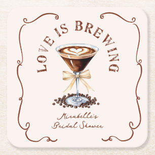 Dessous De Verre Carré L'amour brasse la Fête des mariées Espresso Martin