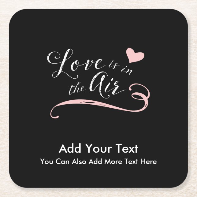 Dessous De Verre Carré L'amour est dans l'air - Saint-Valentin ou Mariage (Devant)