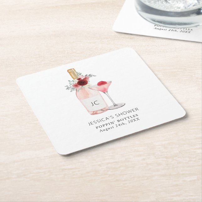 Dessous De Verre Carré Lancement de mariage Pétales & Prosecco (Incliné)