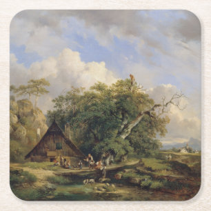 Dessous De Verre Carré Landschaft bei Gutenstein - Dominik Schufried