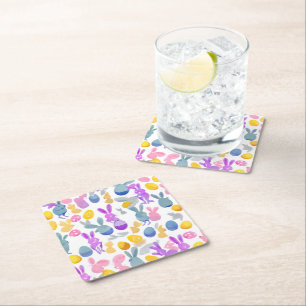 Dessous De Verre Carré lapin avec oeufs de pâques