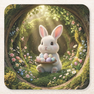 Dessous De Verre Carré Lapin de Pâques mignon