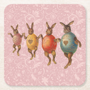 Dessous De Verre Carré Lapin de Pâques Œufs Dansants