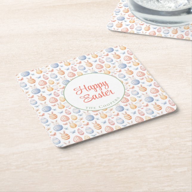 Dessous De Verre Carré Lapin et Oeufs (Incliné)