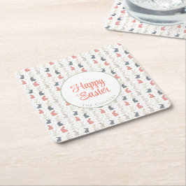 Dessous De Verre Carré Lapin et Oeufs beige