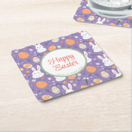 Dessous De Verre Carré Lapin et Oeufs Floral