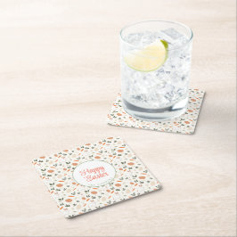 Dessous De Verre Carré Lapin et Oeufs Floral