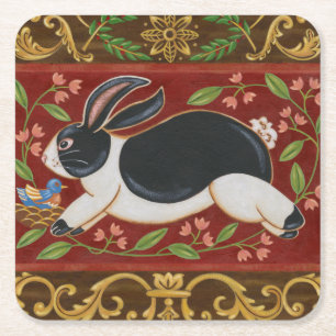 Dessous De Verre Carré Lapin folklorique