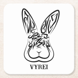 Dessous De Verre Carré Lapin tribal noir et blanc