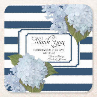 Dessous De Verre Carré L'art floral bleu marine de Hydrangea