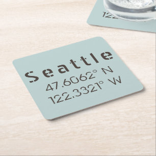 Dessous De Verre Carré Latitude et longitude de Seattle