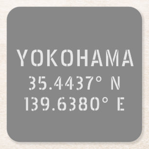Dessous De Verre Carré Latitude et longitude de Yokohama 