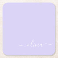 Lavande Purple Script Moderne Fille Monogramme Nom