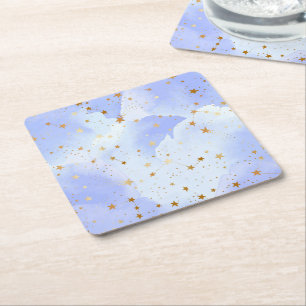 Dessous De Verre Carré Lavendar Golden Star Motif