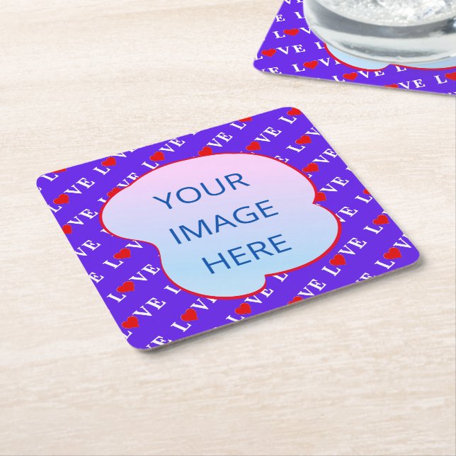 Dessous De Verre Carré Lavender LOVE Modern Chic (Incliné)