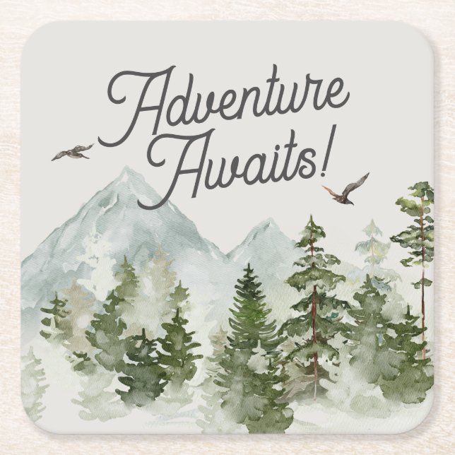 Dessous De Verre Carré l'aventure forestière de bois attend (Devant)