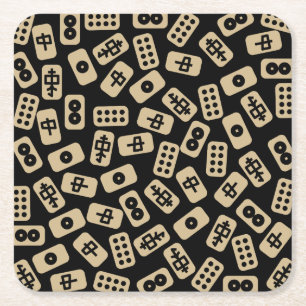 Dessous De Verre Carré Le carrelage du Mahjong brun noir