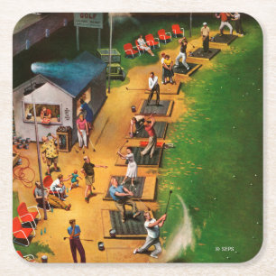 Dessous De Verre Carré Le champ d'exercice de golf par John hésitent