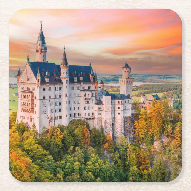 Dessous De Verre Carré Le château de Neuschwanstein (Devant)