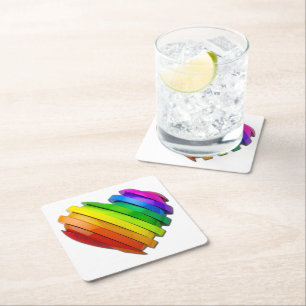 Dessous De Verre Carré Le cœur sculptural tridimensionnel de SlipperyJoe