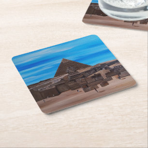Dessous De Verre Carré Le Grand Sphinx et la Pyramide de Khafre