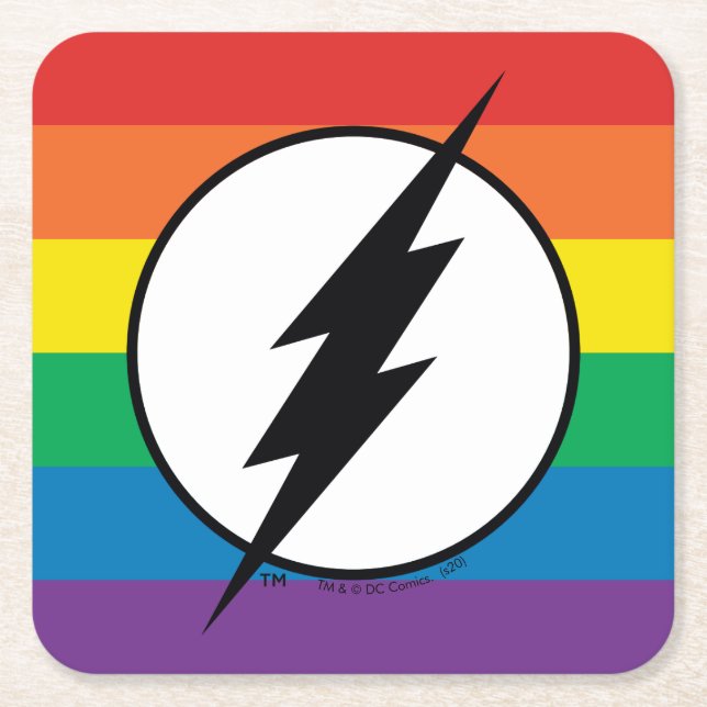 Dessous De Verre Carré Le logo Flash Rainbow (Devant)