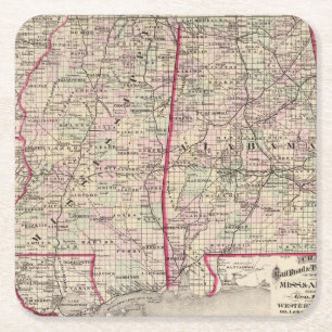 Dessous De Verre Carré Le Mississippi et l'Alabama