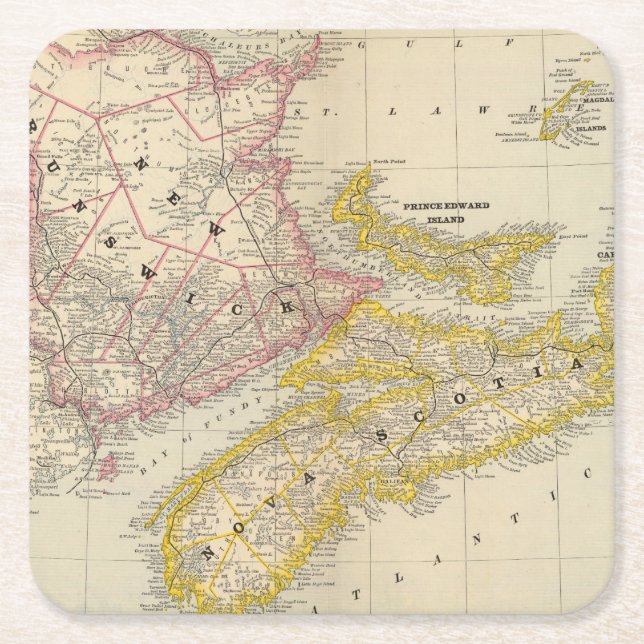 Dessous De Verre Carré Le Nouveau Brunswick, la Nouvelle-Écosse (Devant)