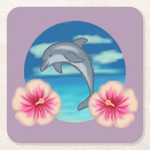 Dessous De Verre Carré Le paradis des dauphins