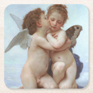 Dessous De Verre Carré Le premier baiser, Amor et Psyche, Bouguereau
