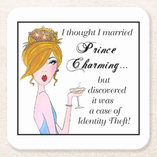 Dessous De Verre Carré Le Prince Charming "NON"
