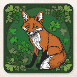 Dessous De Verre Carré Le renard et les Shamrocks