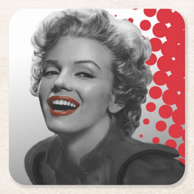 Dessous De Verre Carré Le rouge pointille Marilyn (Devant)