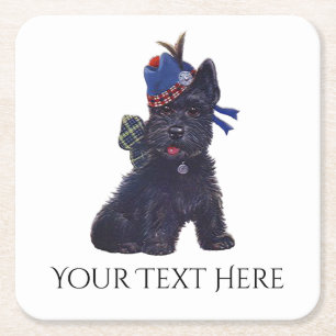 Dessous De Verre Carré Le Scottie mignon personnalisent