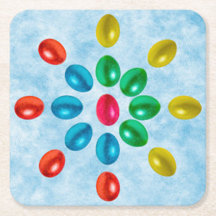 Dessous De Verre Carré Le soleil des oeufs de Pâques