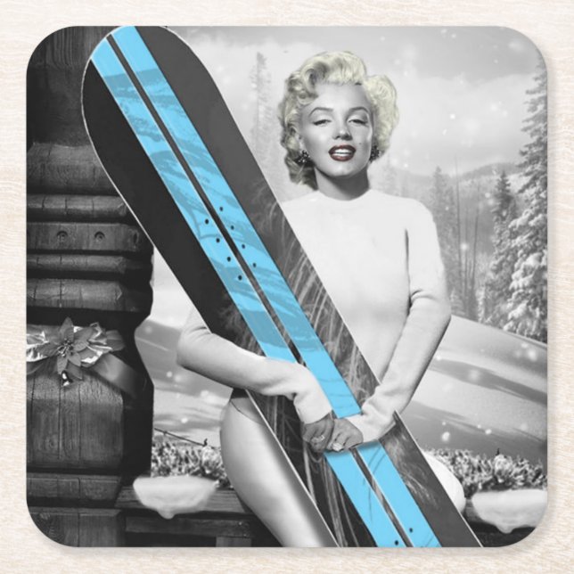 Dessous De Verre Carré Le surf des neiges de Marilyn (Devant)