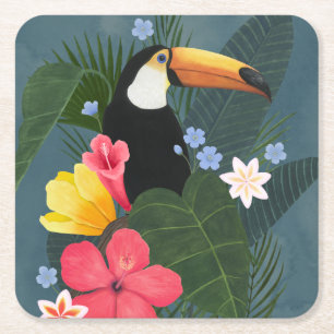 Dessous De Verre Carré Le Toucan tropical dans le désert