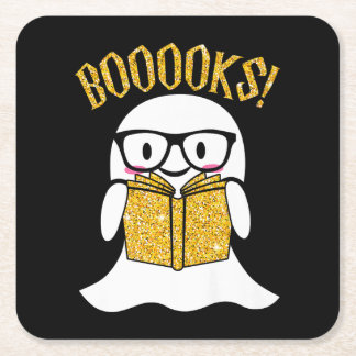 Dessous De Verre Carré lecteur de livre nerd halloween fantôme lecture li