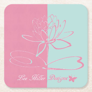 Dessous De Verre Carré Lee Hiller Designs Accents Rose Aqua