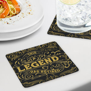 Dessous De Verre Carré Légende de l'or noir vintage pour la retraite