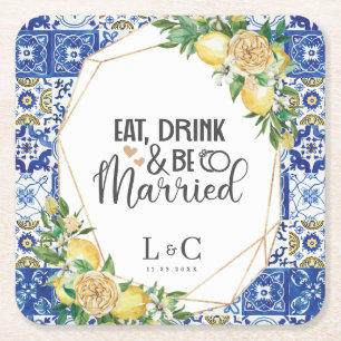 Dessous De Verre Carré Lémons Mosaïque méditerranéenne Mosaïque Mariage r