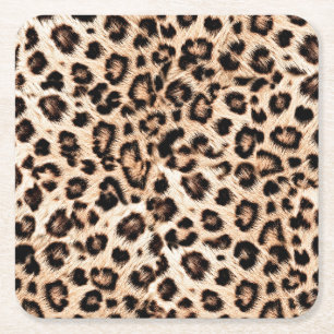 Dessous De Verre Carré Leopard Design Motif : Wild Elegance.