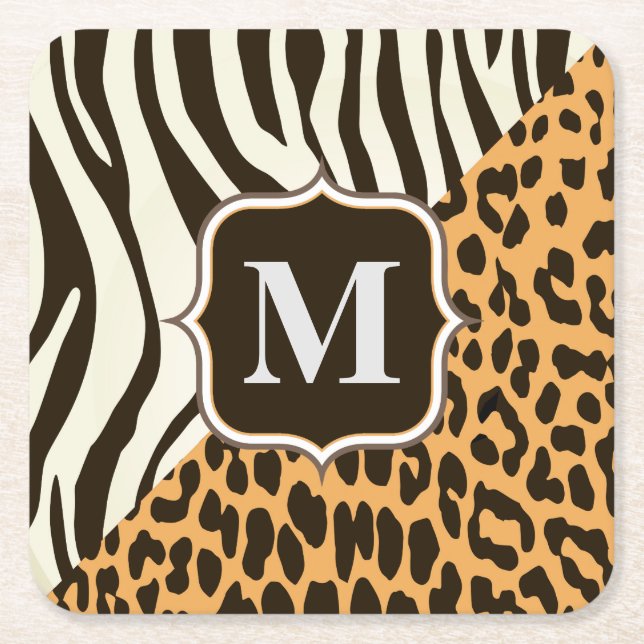 Dessous De Verre Carré Leopard et Zebra (Devant)
