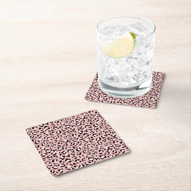 Dessous De Verre Carré Léopard Print, Léopard Spots, Rose Léopard (En situation)