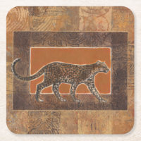 Leopard sur Orange et Arrière - plan Brown