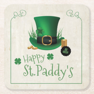 Dessous De Verre Carré Leprechaun Casquette Happy St. Paddy's ID636