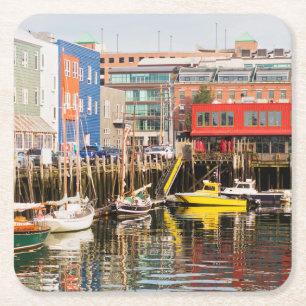 Dessous De Verre Carré Les bateaux ont amarré Portland, Maine